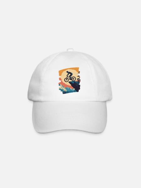 Mountainbiker Downhill Berge Radsport - Baseballkappe - Weiß/Weiß