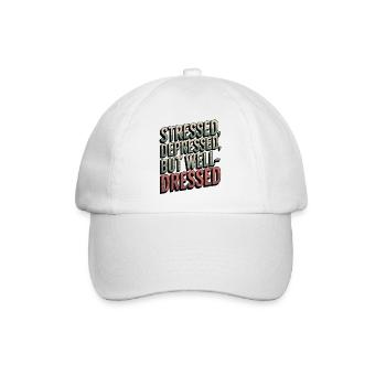 Gestresst, depressiv, aber gut gekleidet im Retro-Stil - Baseballkappe - Weiß/Weiß - Vorne