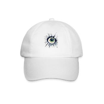 Auge durchbricht die Wand – Unheimlicher Blick - Baseballkappe - Weiß/Weiß - Vorne