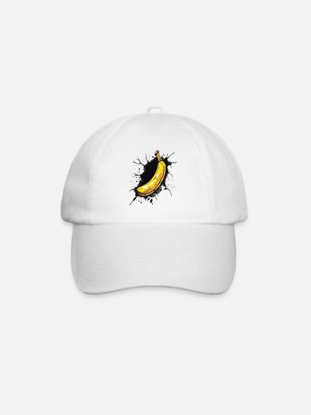 Banane bricht durch Wand - Baseballkappe - Weiß/Weiß