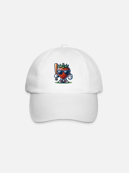 Erdbeer Baseball Spaß mit Coolem Twist - Baseballkappe - Weiß/Weiß