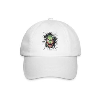 Gruseliges Monster durchbricht Wand - Baseballkappe - Weiß/Weiß - Vorne
