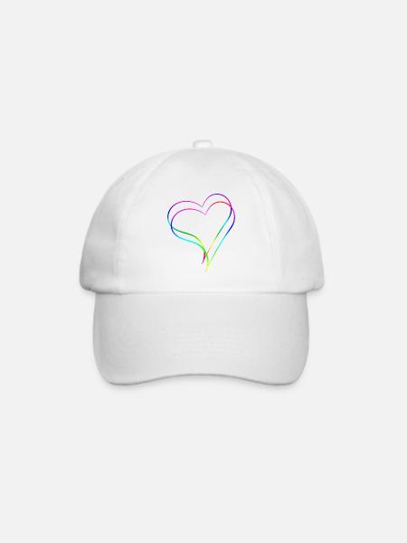 Herzen Regenbogen - Liebe - Baseballkappe - Weiß/Weiß
