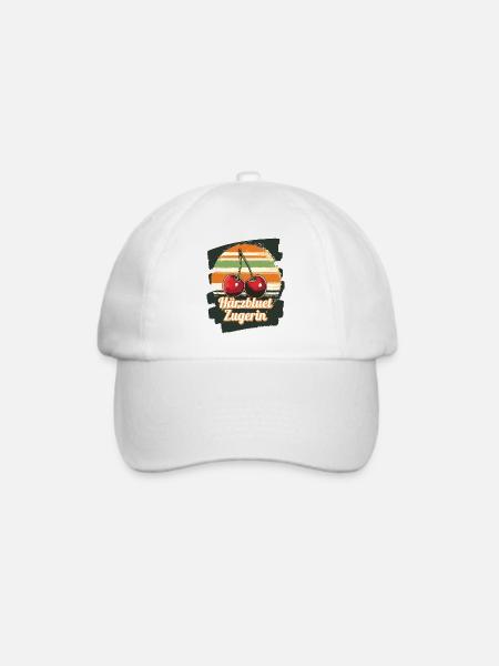 Härzbluetzugerin Zuger Chriesi Kirschen Kanton Zug - Baseballkappe - Weiß/Weiß