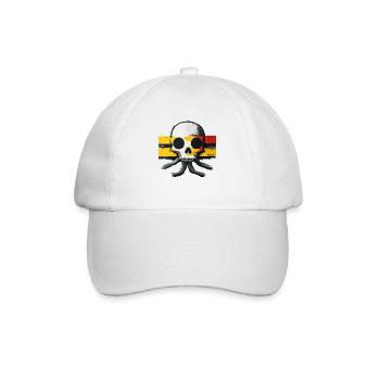 Schädel mit Tentakeln und Flagge - Baseballkappe - Weiß/Weiß - Vorne