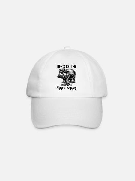Nilpferd - Baseballkappe - Weiß/Weiß