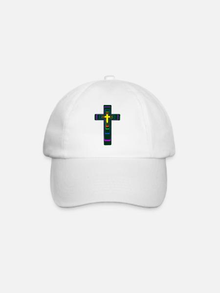 Kreuz Jesus Kreuze Kruzifix Regenbogen LGBT - Baseballkappe - Weiß/Weiß