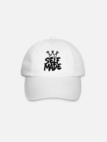Self Made - Handschriftliches Motivationsdesign - Baseballkappe - Weiß/Weiß