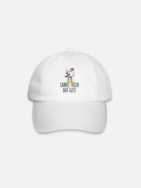 Möwe - Sabbel nich dat geit - Nordsee - Geschenk - Baseballkappe - Weiß/Weiß
