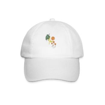 Monstera Mond Sonne Blumige Harmonie - Baseballkappe - Weiß/Weiß - Vorne