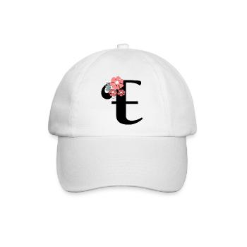 Letter e Minimalistische Blumen - Baseballkappe - Weiß/Weiß - Vorne