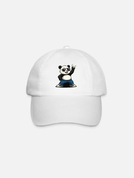 Lustiger Panda Rock Musik - Baseballkappe - Weiß/Weiß