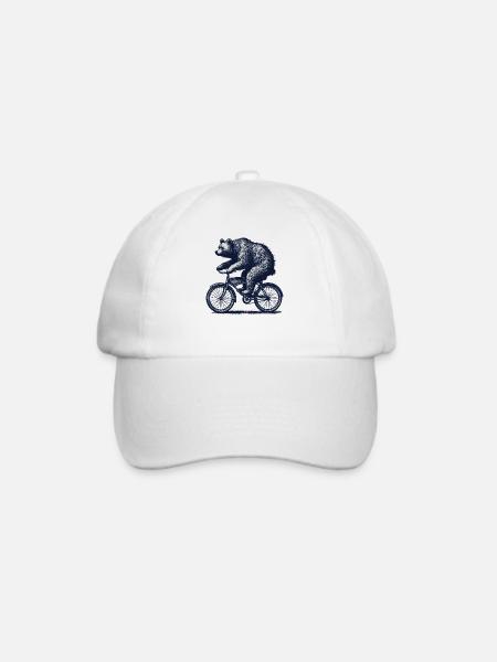 Bär Auf Fahrrad Für Radfahrer Humor - Baseballkappe - Weiß/Weiß