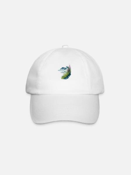 Alpenstrauß: Bergflorale Aquarellkunst - Baseballkappe - Weiß/Weiß