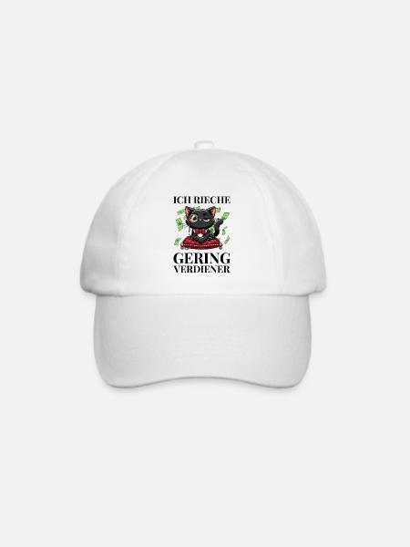 Ich rieche Geringverdiener Meme – Geldkatze Spruch - Baseballkappe - Weiß/Weiß