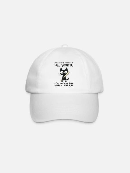 Lustige schwarze Katze mit Baseballschläger - Baseballkappe - Weiß/Weiß