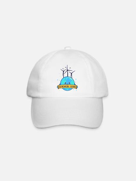 Lächelnde Erde dank Windkraft – Für eine saubere Z - Baseballkappe - Weiß/Weiß