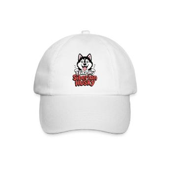 I like my Siberian Husky Hundeliebe - Baseballkappe - Weiß/Weiß - Vorne