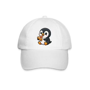 Süßer Pinguin Pizza Pizzaliebhaber Cartoon - Baseballkappe - Weiß/Weiß - Vorne