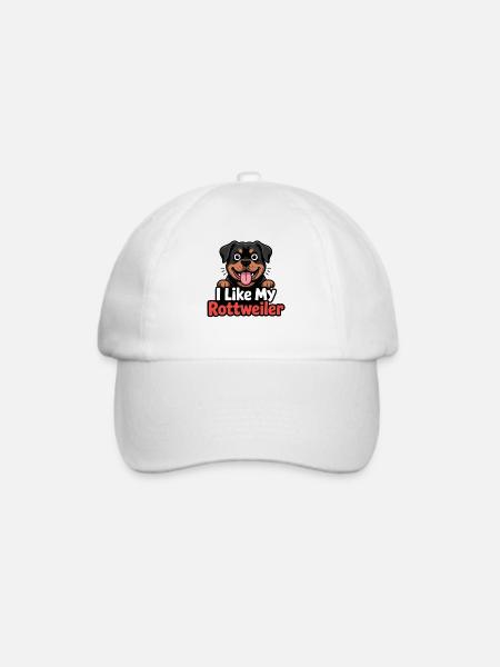 I like my Rottweiler Hundeliebe - Baseballkappe - Weiß/Weiß
