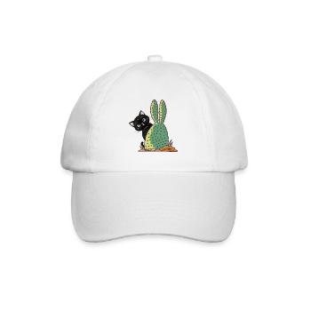 Katze versteckt sich hinter einem Kaktus - Baseballkappe - Weiß/Weiß - Vorne