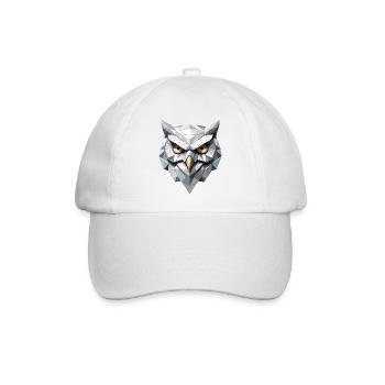 Eule Maske - Low Poly Design - Baseballkappe - Weiß/Weiß - Vorne