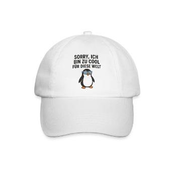 Zu cool für diese Welt – Pinguin Shirt - Baseballkappe - Weiß/Weiß - Vorne