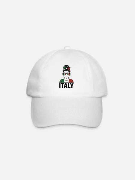 Italien Fan Design Frau – Italy Look mit Bandana - Baseballkappe - Weiß/Weiß