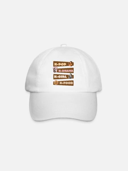 K-Pop, K-Drama, K-Essen, Koreanische Drama-Fans - Baseballkappe - Weiß/Weiß