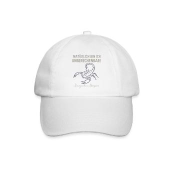 Skorpion Sternzeichen - Unberechenbar Spruch - Baseballkappe - Weiß/Weiß - Vorne