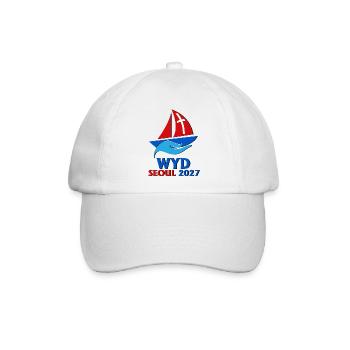 Weltjugendtag Seoul 2027 Fanlogo WJT GMG JMJ - Baseballkappe - Weiß/Weiß - Vorne