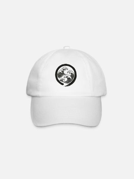 Zen-Wellen Enso-Kreis-Symbol - Baseballkappe - Weiß/Weiß