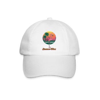 Retro Sommer Flamingo - Baseballkappe - Weiß/Weiß - Vorne