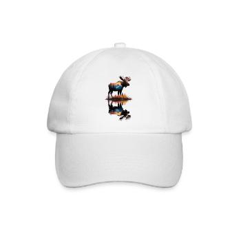 Elch Natur Spiegelung – Wald & Berge - Baseballkappe - Weiß/Weiß - Vorne