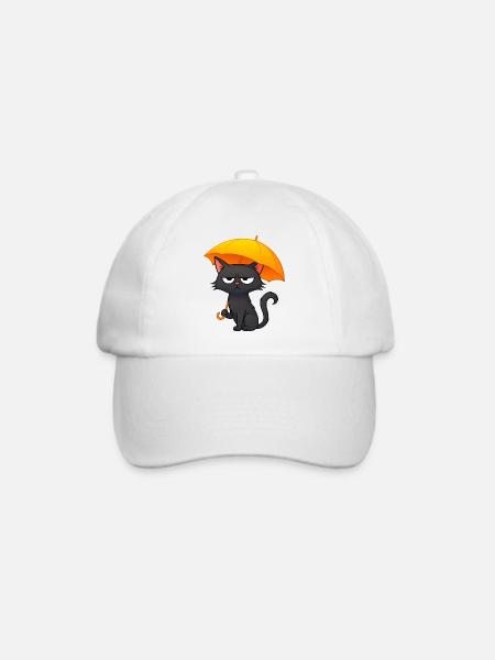Humorvolle Grumpy Regentage Desaster mit Katze - Baseballkappe - Weiß/Weiß