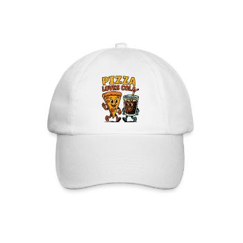 Pizza und Cola Happy Duo Design - Baseballkappe - Weiß/Weiß - Vorne