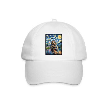Faultier im Van Gogh Stil – Kunst trifft Chill - Baseballkappe - Weiß/Weiß - Vorne