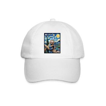 Faultier im Van Gogh Stil – Kunst trifft Chill - Baseballkappe - Weiß/Weiß - Vorne
