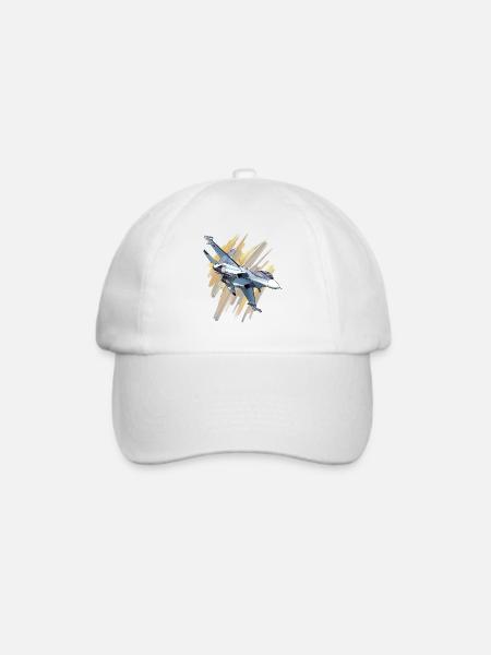 Kampfjet im Dynamikdesign - Baseballkappe - Weiß/Weiß