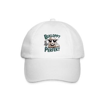  Bekloppt Ist Viel Cooler Als Perfekt Cooles Schaf - Baseballkappe - Weiß/Weiß - Vorne