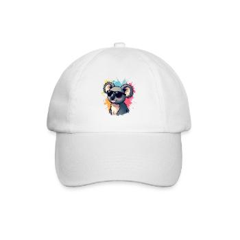 Cool Koala mit Sonnenbrille und Farbexplosion - Baseballkappe - Weiß/Weiß - Vorne