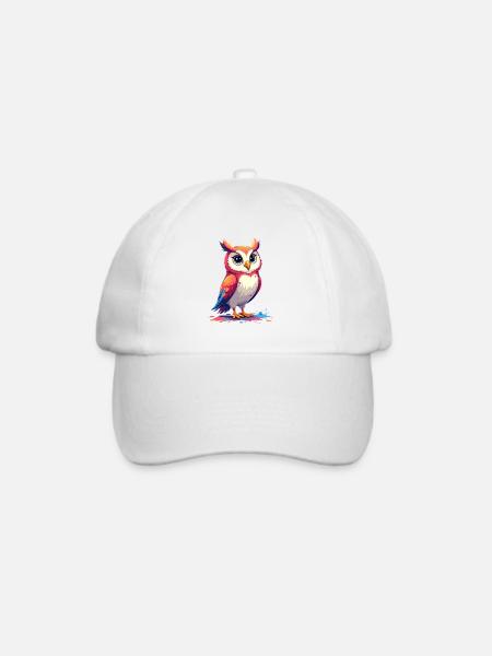 Verspielte bunte Eule Illustration - Baseballkappe - Weiß/Weiß