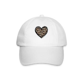 Leopard Herzmuster mit Animal-Print - Baseballkappe - Weiß/Weiß - Vorne