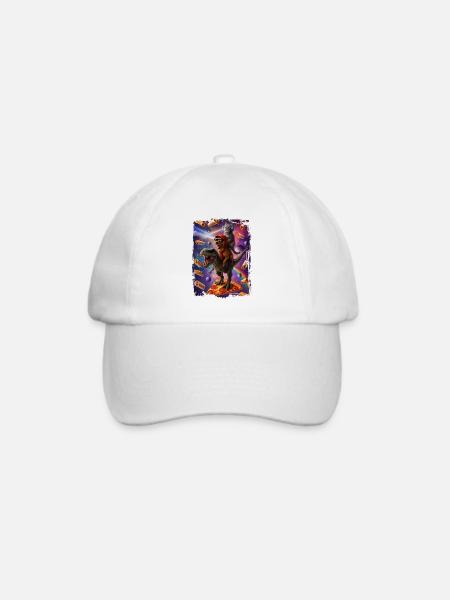 Futuristische Tierabenteuer Aztec Pizza - Baseballkappe - Weiß/Weiß