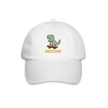 Lässiger Dinosaurier auf Skateboard - Baseballkappe - Weiß/Weiß - Vorne