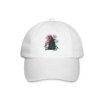 Fuchs mit Blumen und Hoodie - Baseballkappe - Weiß/Weiß - Vorne
