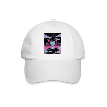 Vaporwave Glitch Anime Girl Ästhetik Motiv - Baseballkappe - Weiß/Weiß - Vorne