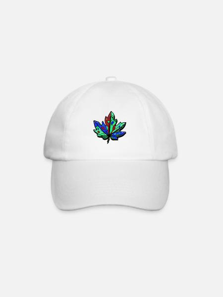 Blatt Herbst Bunt Ahorn - Baseballkappe - Weiß/Weiß