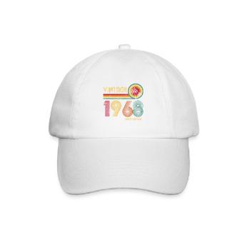 Vintage-Retro-Design im Stil der 70er - Baseballkappe - Weiß/Weiß - Vorne