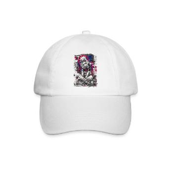 Cyberpunk Mädchen mit Graffiti-Design - Baseballkappe - Weiß/Weiß - Vorne